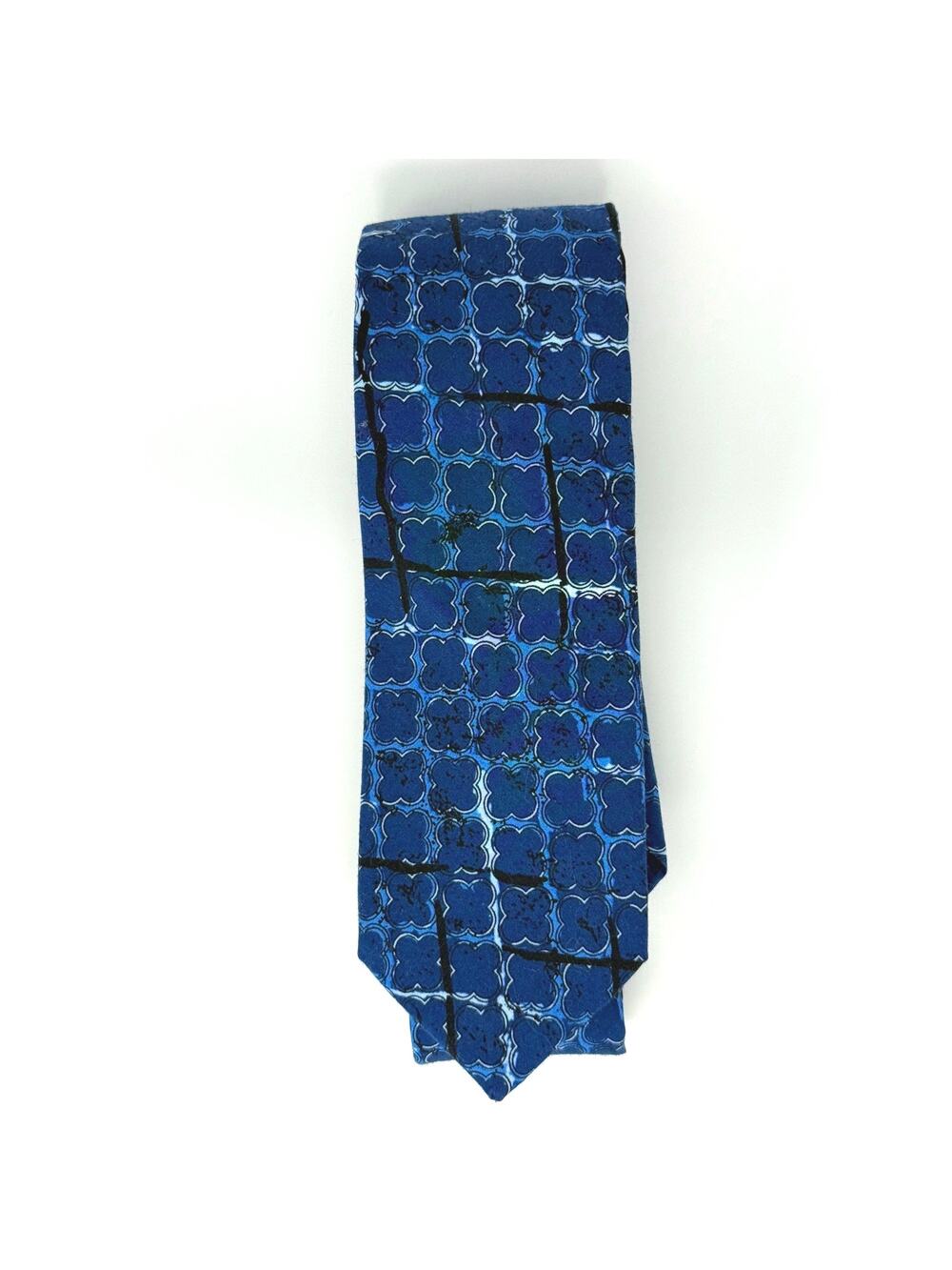 Penguin Blue Skinny Tie 58.5” Water Squares Pattern NWT Cotton